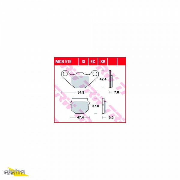 TRW Bremsbelagsatz MCB519SI Overland KX125 RM80 RC12A RS4 50 TK Blade Vector Senda 50SM ET Qu