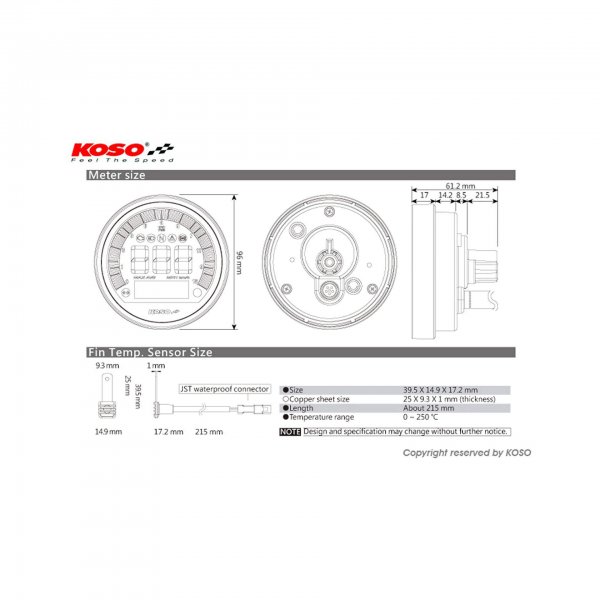 KOSO Drehzahlmesser/Tachometer, BMW RnineT 2017- für R NineT Pure Speichenrad - 81 KW