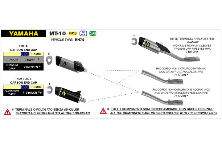 ARROW Racing Krümmer Edelstahl für Yamaha MT-10 Modelljahr 2022-
