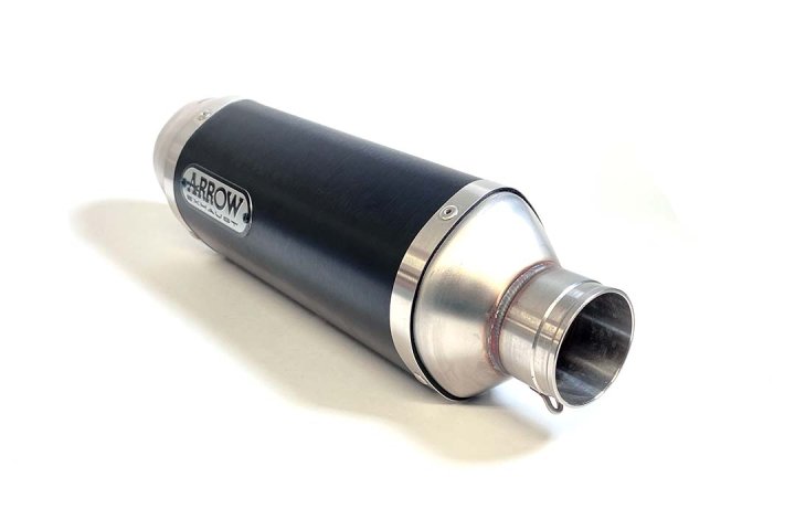 ARROW Auspuff DARK THUNDER für Yamaha MT07 / Tracer 700 2014-2020, Aluminium schwarz mit Edelstahl E