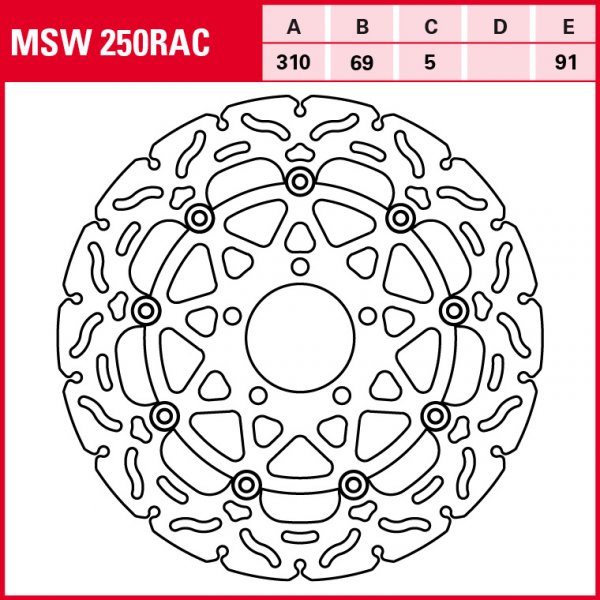 TRW Bremsscheibe Sportiv schwimmend MSW250RAC DL1000 V-Strom WVBS KLV1000