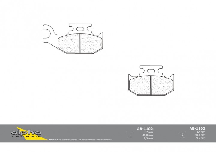 ALPHA TECHNIK ATV Bremsbelagpaar für Maverick unbekannt Outlander Max Cannibal YFM700R Raptor AM07
