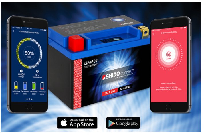 SHIDO Lithium-Batterie LTZ7S Connect 2,4Ah TW125 DE05