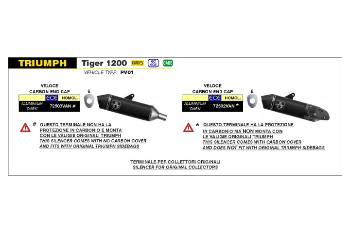 ARROW VELOCE DARK Slip-On für Triumph Tiger 1200 2022-