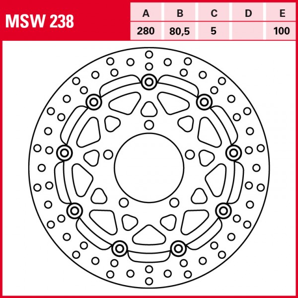 TRW Bremsscheibe Allround schwimmend MSW238 ZX6RR Ninja ZX600K