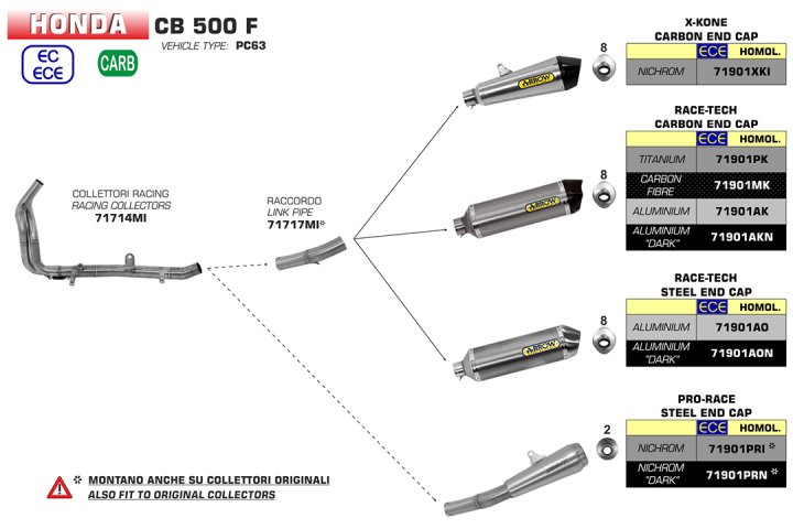 ARROW X-KONE Auspuff Honda CB500F 19-20 CBR500R 19-20 Edelstahl