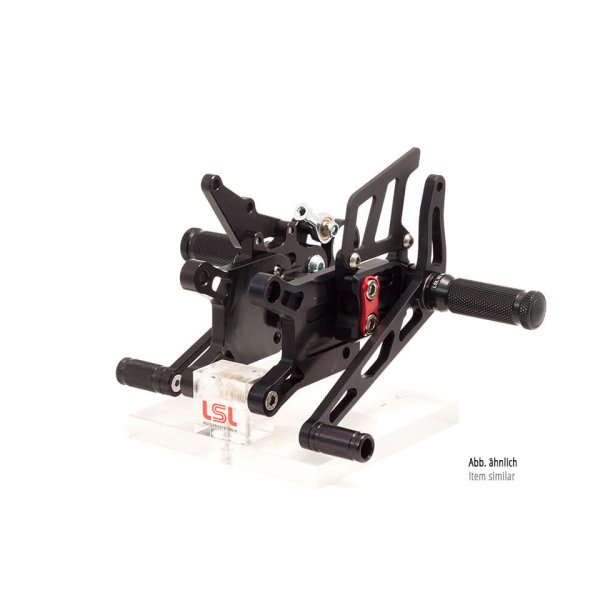 LSL 2Slide-Rastenanlage für Triumph Daytona, Street Triple, 2006-2012, schwarz-rot, Racing, ohne Str