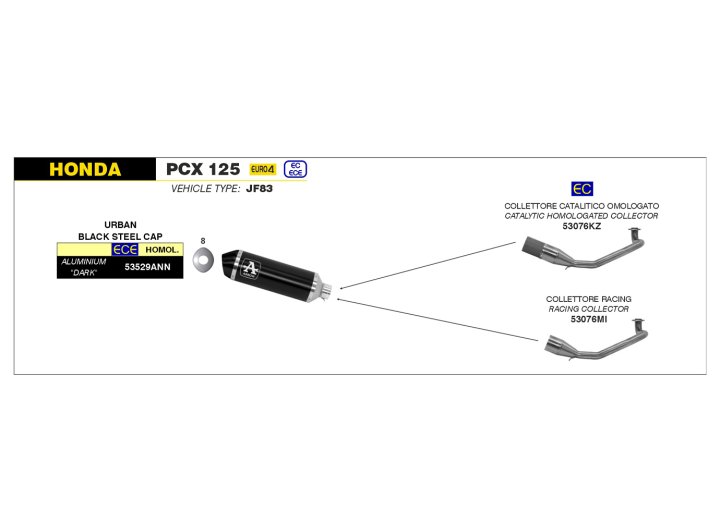 ARROW Auspuff URBAN für Honda PCX 125 2018-, Aluminium