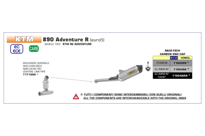 ARROW Auspuff DARK RACE TECH für KTM 790 Adventure / 890 Adventure und Husqvarna Norden 901, 890 SMT