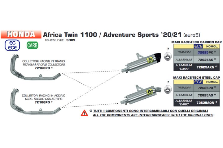 ARROW Racing Krümmer Edelstahl Honda CRF1100L Africa Twin 2020-