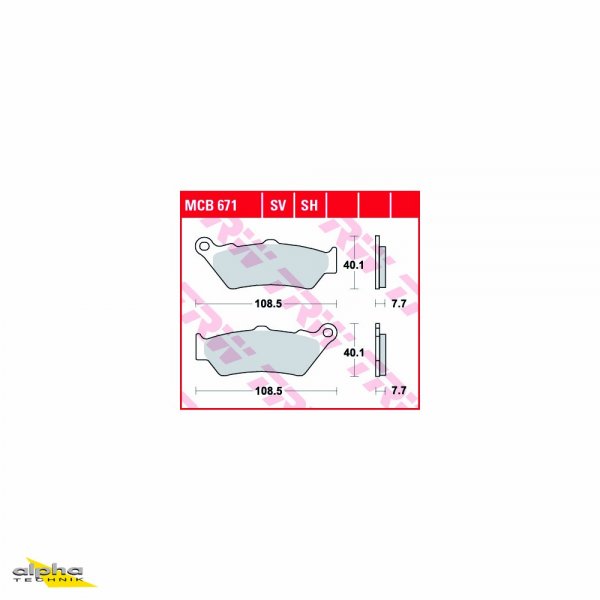 TRW Bremsbelagsatz MCB671 S ZF9.8 Street Rod XG750A Thunderbird 1700 B16BA R1200R R12WR Super