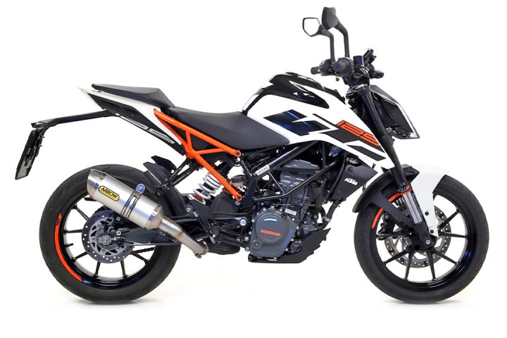 ARROW Auspuff THUNDER Aluminium mit Edelstahl-Endkappe für KTM 125RC / 390RC / 125 DUKE / 390 DUKE 2