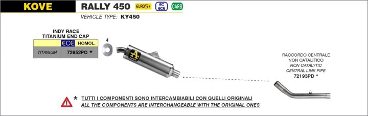 ARROW Zwischenrohr für Kove 450 Rally 2023-, ohne Katalysator