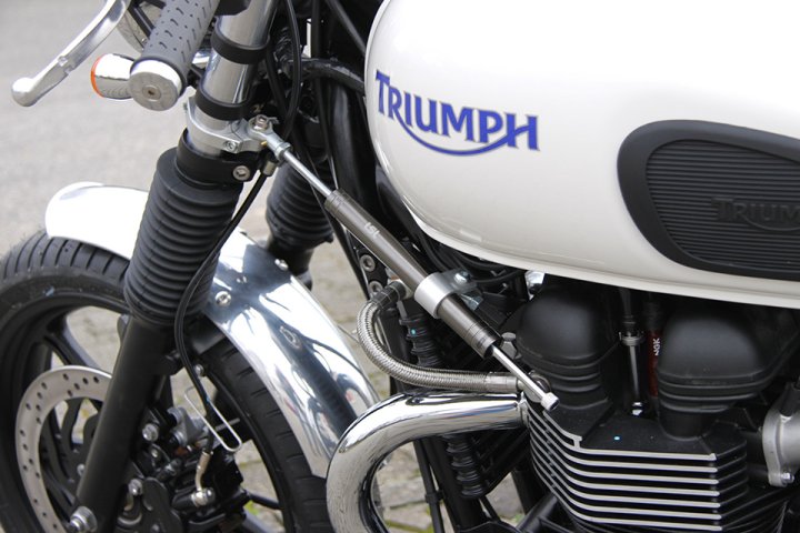 LSL Lenkungsdämpfer Kit mit Teilegutachten für Triumph Thruxton, Bonneville - Montage links