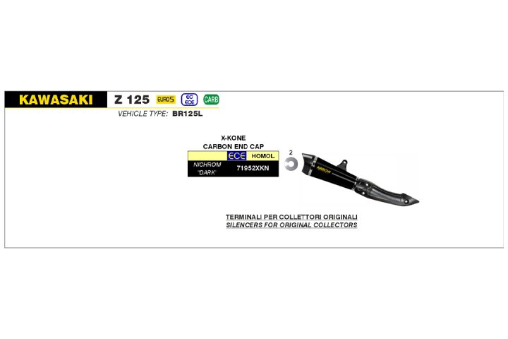 ARROW Auspuff X-KONE DARK NiChrom für Kawasaki Z 125 ab Modelljahr 2021-