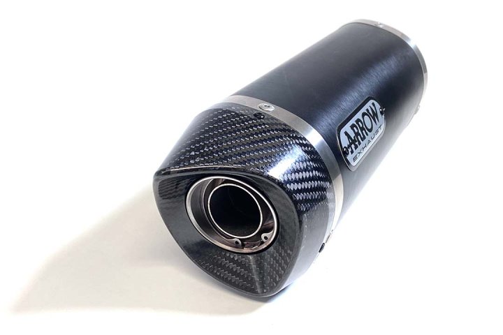 ARROW Auspuff DARK THUNDER für Yamaha MT07 / Tracer 700 2014-2020, Aluminium schwarz mit Carbon Endk