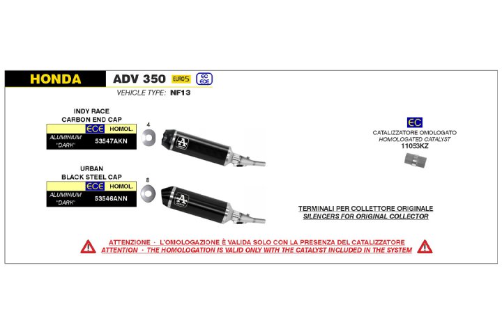 ARROW Auspuff DARK INDY RACE für Honda ADV 350 ab 2022-
