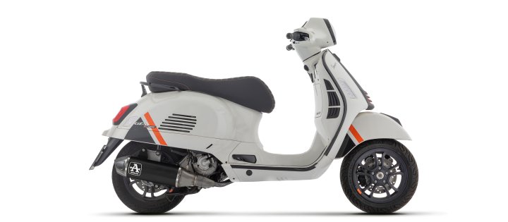ARROW Auspuff DARK URBAN für Vespa GTS310 2025-, Aluminium schwarz mit Edelstahl-Endkappe, ohne Stra