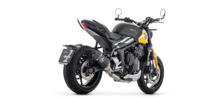 ARROW Komplettanlage mit VELOCE Endschalldämper schwarz mit Cabonendkappe für Triumph Trident 660, 2