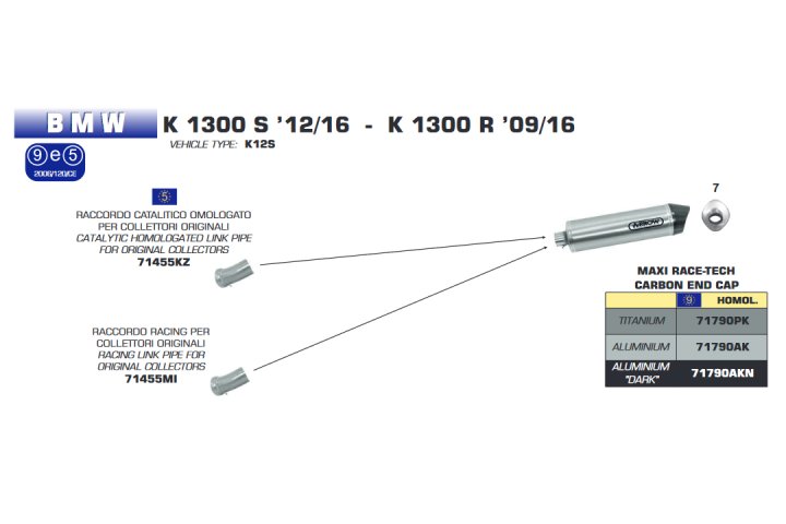 ARROW Auspuff RACE TECH für BMW K1300R / K1300S 2009-13 aus Aluminium, schwarz