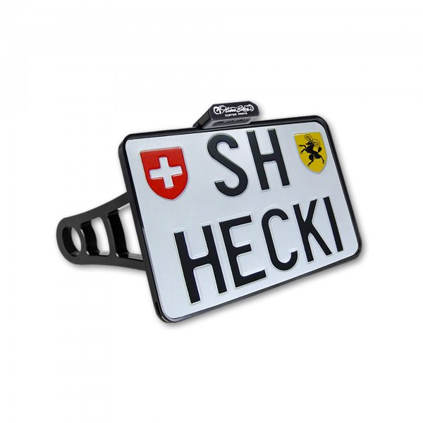 HeinzBikes Side Mount Kennzeichenhalter, schwarz, Breakout & Softail ab 2018, CH, inkl. Kennzeichenb