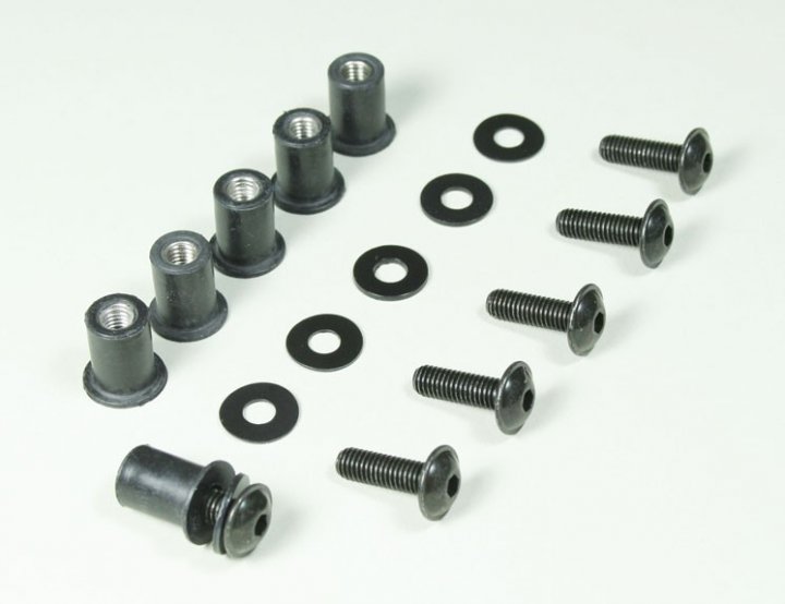 MRA Gummimutter M5 mit Schraube / 6 Sets