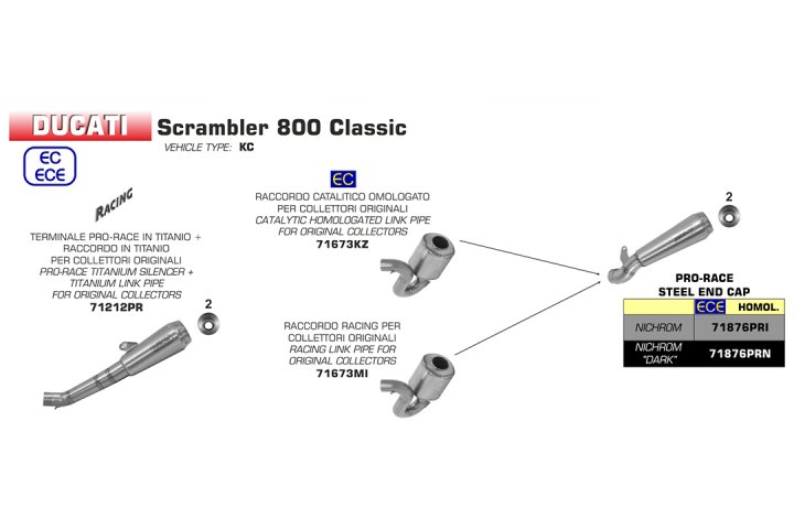 ARROW Racing-Zwischenrohr für Monster 797 2017- / Scrambler 800 2017- / Scrambler 800 Cafe Racer 2
