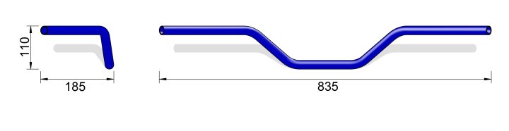 LSL Stahllenker Flat Track, schwarz