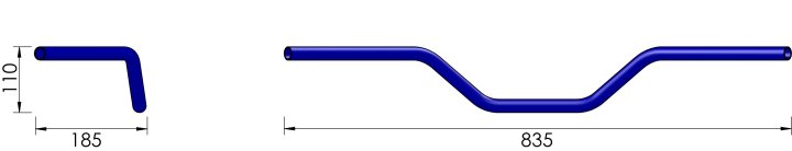 LSL Flat Track Bar L14, 22,2 mm, Stahl, verchromt