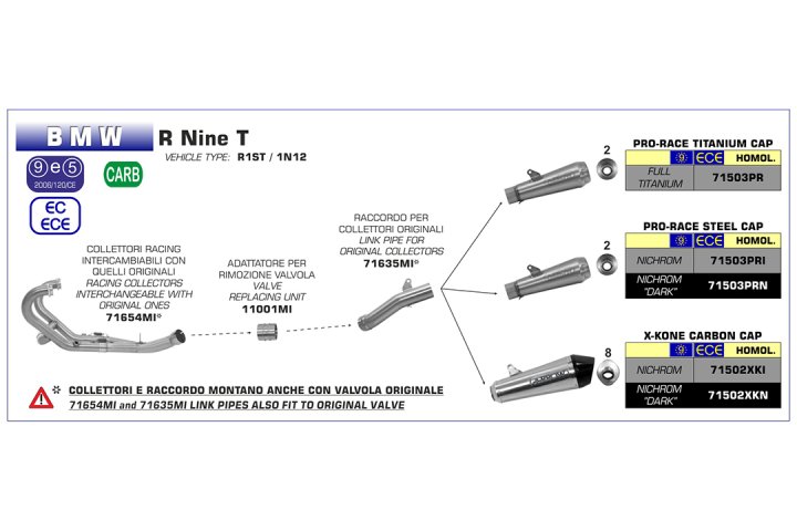 ARROW Racing-Krümmer für BMW R nineT 2014- / R nineT Scrambler 2016- , ohne Katalysator