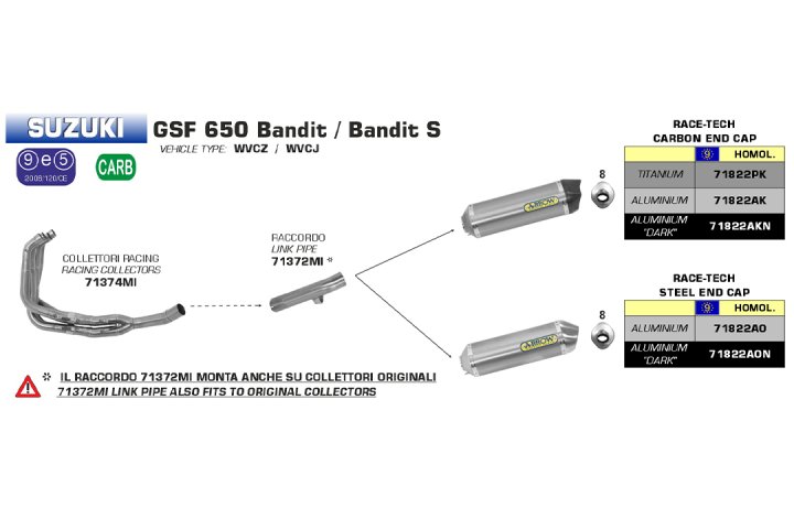 ARROW Auspuff RACE TECH für Suzuki GSX650 / GSX1250 / Bandit 2007-16 aus Aluminium