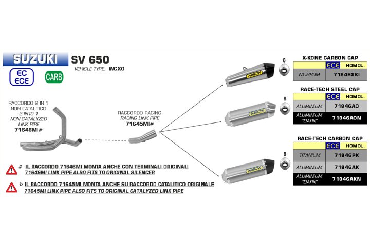 ARROW Racing-Kat-Ersatzrohr für Suzuki SV650 2016- , ohne Katalyator