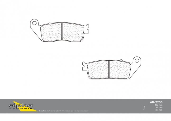 ALPHA TECHNIK Bremsbelag Racing ohne ABE für Bonneville 908MD GSF600 Bandit GN77B GL1500 Valkyrie F