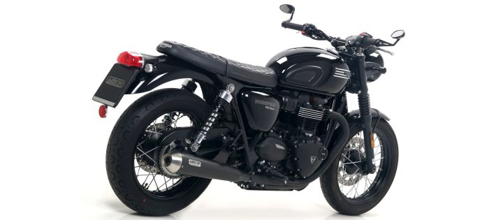 ARROW Auspuff DARK PRO-RACE für Triumoh Bonneville T100 / T120 2016-, Edelstahl schwarz
