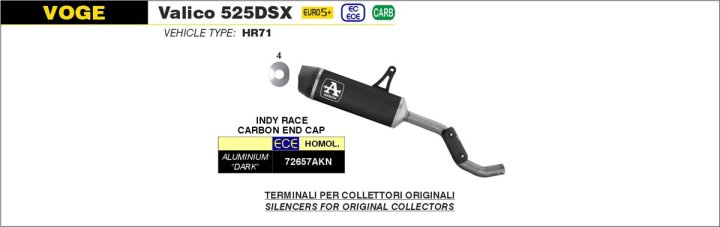 ARROW Auspuff INDY RACE EVO DARK Aluminium schwarz für Voge Valico 525DSX Modelljahr 2023-2024