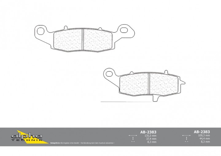 ALPHA TECHNIK Bremsbelag Racing ohne ABE für VN1500 Classic Tourer VNT50G DL650 V-Strom XT C7