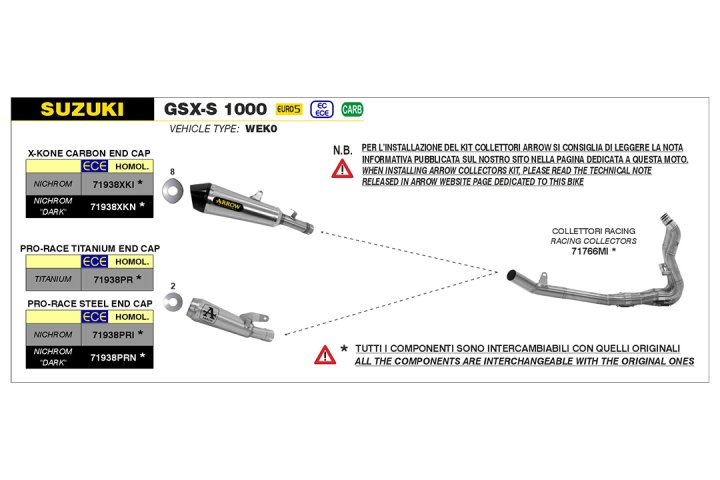 ARROW Racing Krümmer für Suzuki GSX-S1000 / GSX-S950 2021- ; GSX-S1000GX 2024-