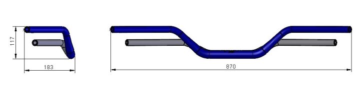 LSL X-Bar Alu-Lenker Flat Track X14, 1 1/8 Zoll, schwarz perlgestrahlt
