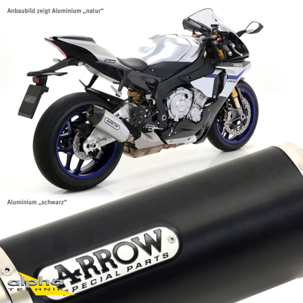 ARROW Auspuff DARK INDY RACE für Yamaha YZF-R1 / YZF-R1M 2015-, Aluminium schwarz