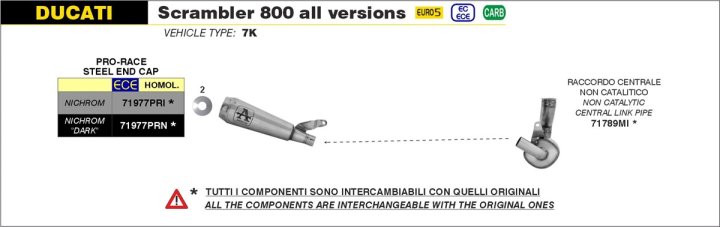 ARROW Racing-Kat-Ersatzrohr für Ducati Scrambler 800 2023- , ohne Katalysator