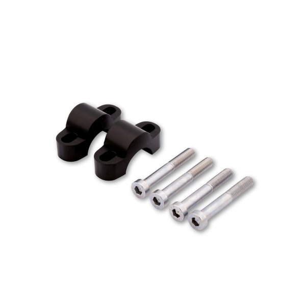 LSL Klemmbockerhöhung Set um 15 mm, mit 55 mm Schraube, für 28,6 mm Lenker, schwarz